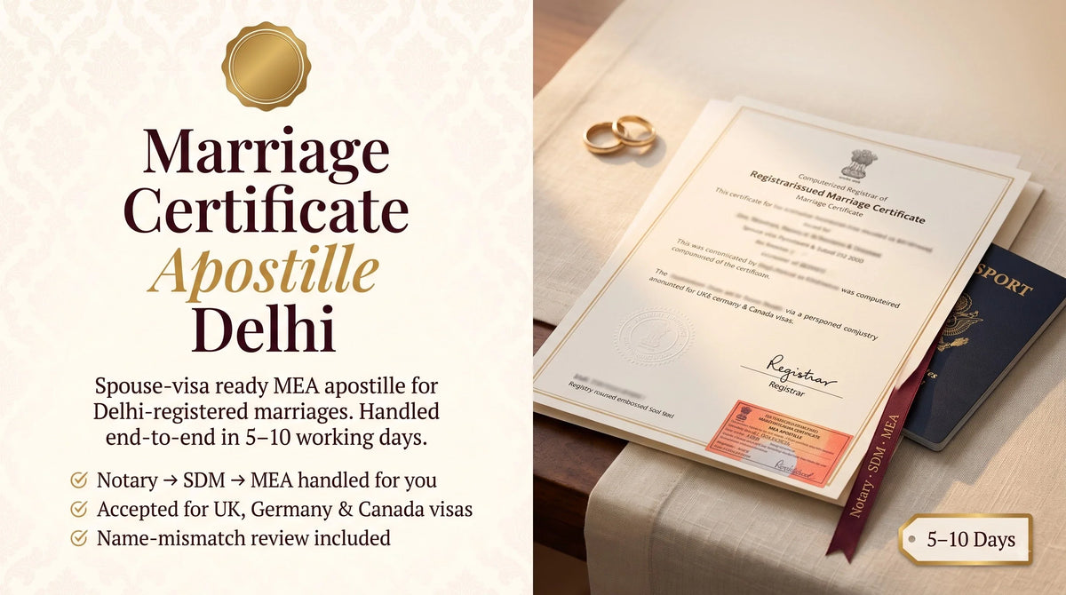Marriage Certificate Apostille in Delhi — Process, Fees & Timeline 2026